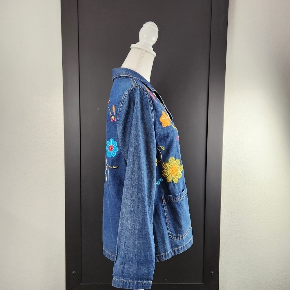 Julia Kin Embroidered Denim Jacket Size PS - Picture 3 of 11